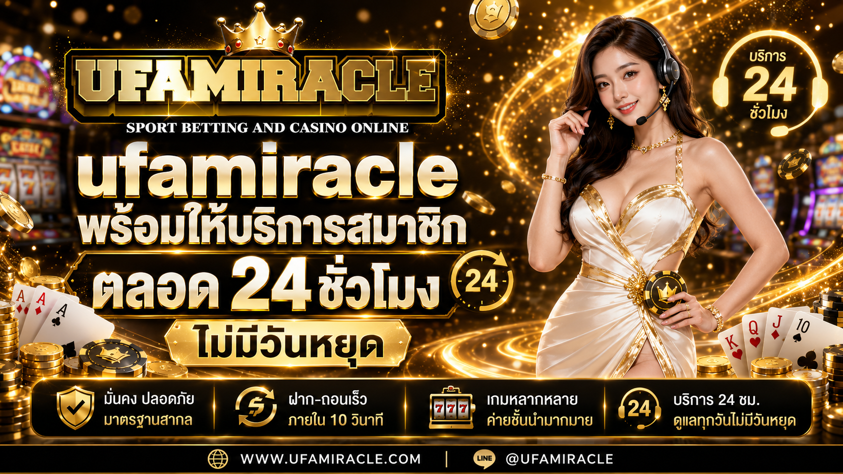 ufamiracle พร้อมให้บริการสมาชิกตลอด 24 ชั่วโมง ไม่มีวันหยุด​